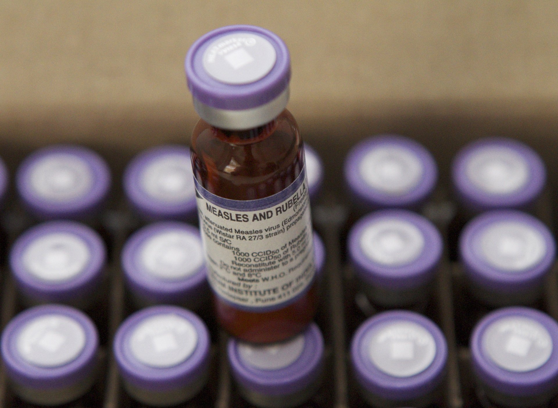 Vials of measles and rubella vaccine